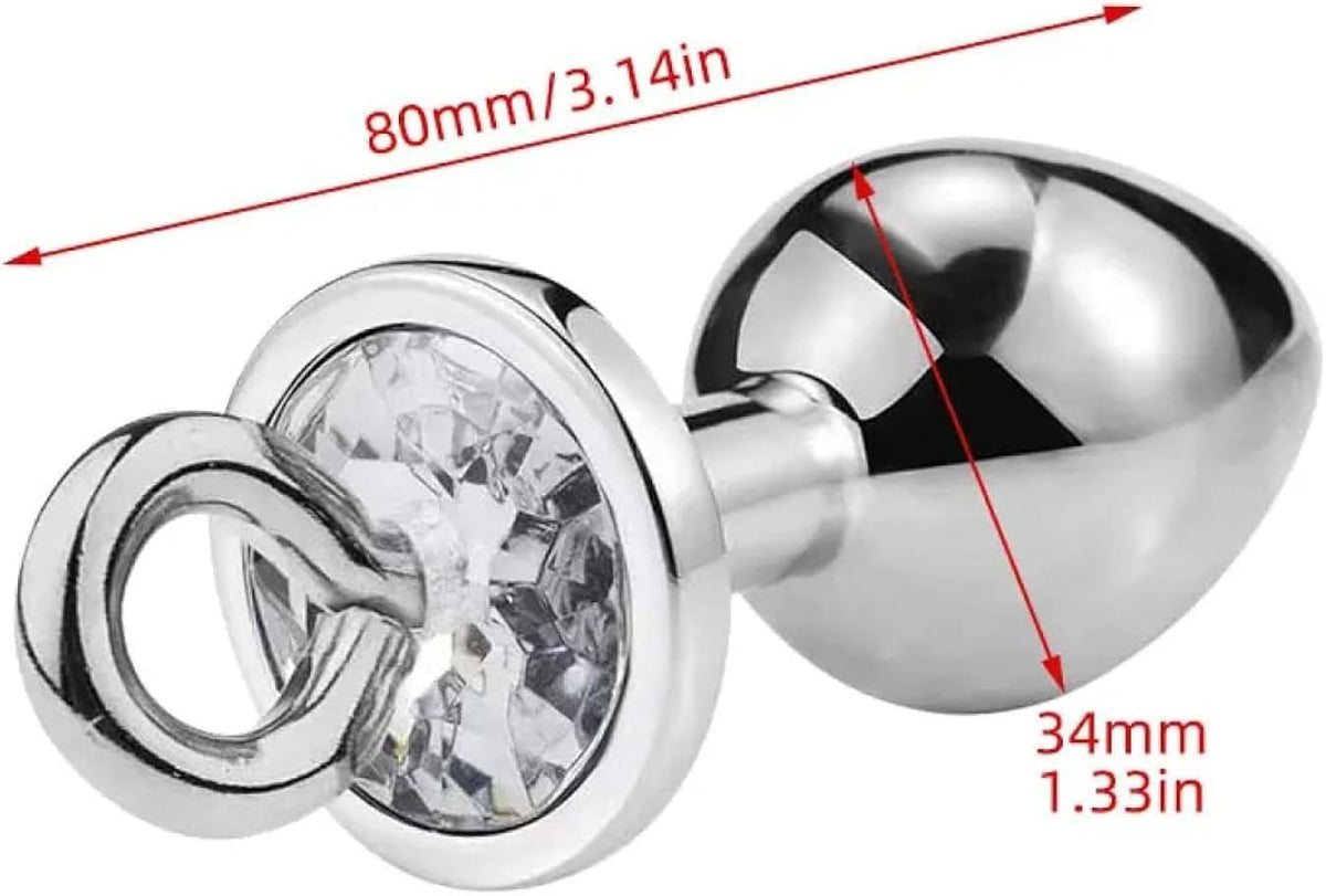 Stainless Steel Butt Plug with Diamond Detachable Base