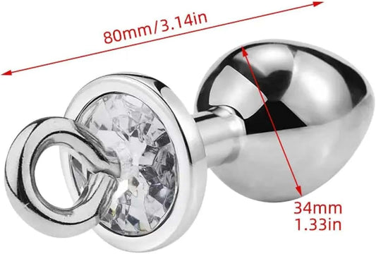 Stainless Steel Butt Plug with Diamond Detachable Base