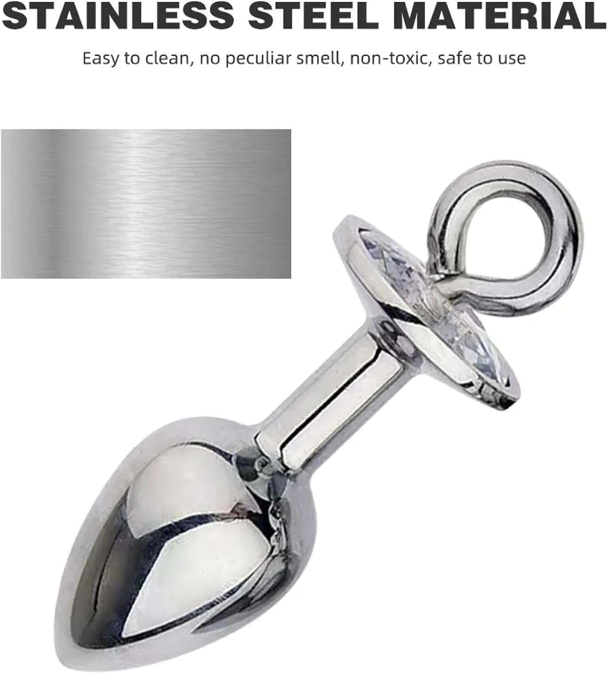 Stainless Steel Butt Plug with Diamond Detachable Base