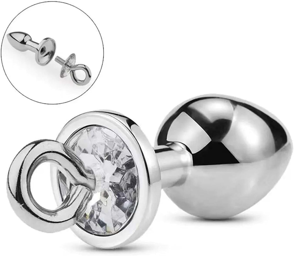 Stainless Steel Butt Plug with Diamond Detachable Base