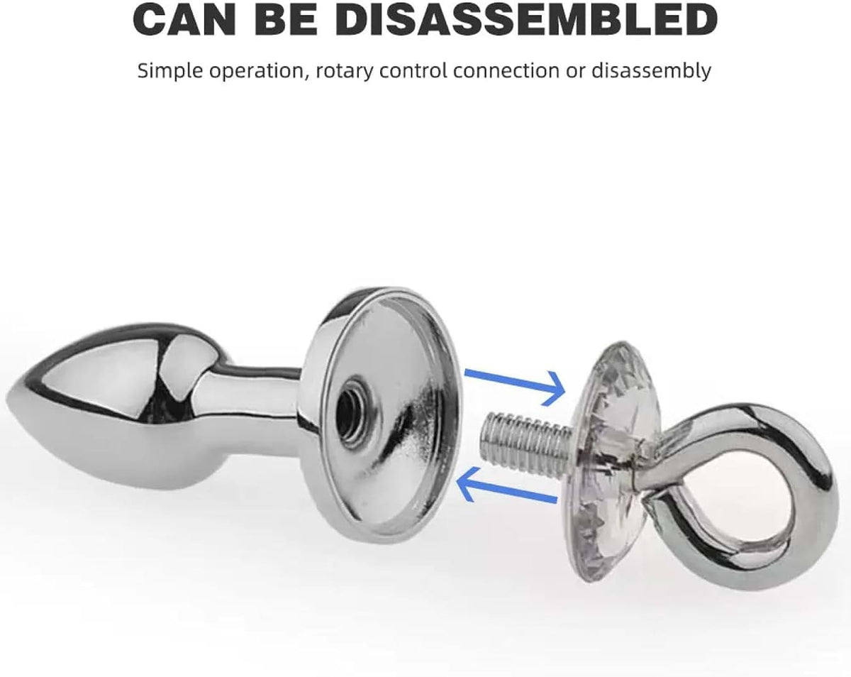 Stainless Steel Butt Plug with Diamond Detachable Base