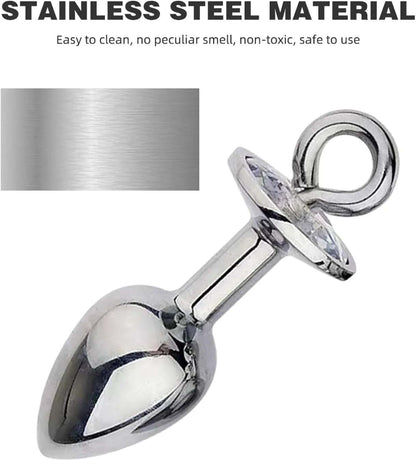 Stainless Steel Butt Plug with Diamond Detachable Base